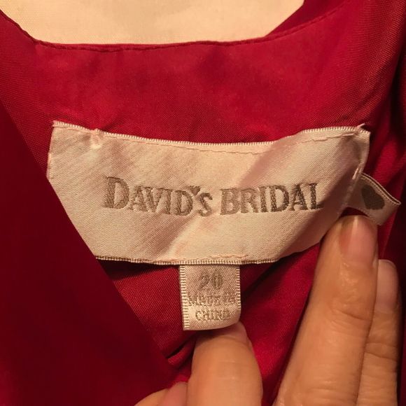 New Davids bridal bridesmaid Red Knee Length One Shoulder with Sash size 20 - Picture 3 of 10